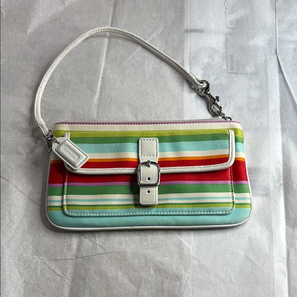 Colorful Coach Hampton Striped Canvas Bag - Picture 6 of 7
